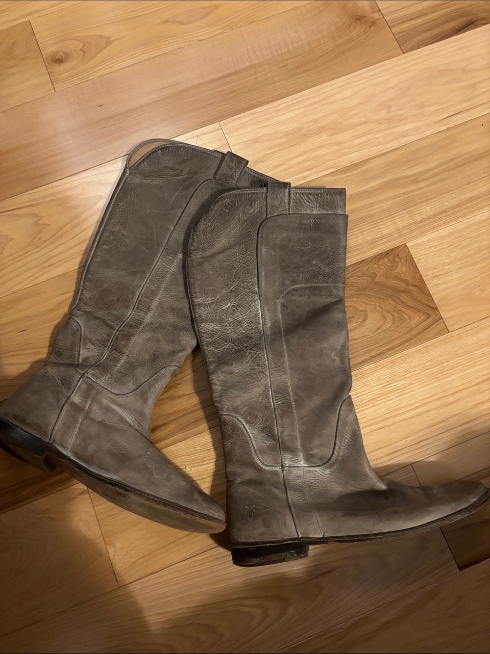 Frye Gray Tall Leather Riding Boots